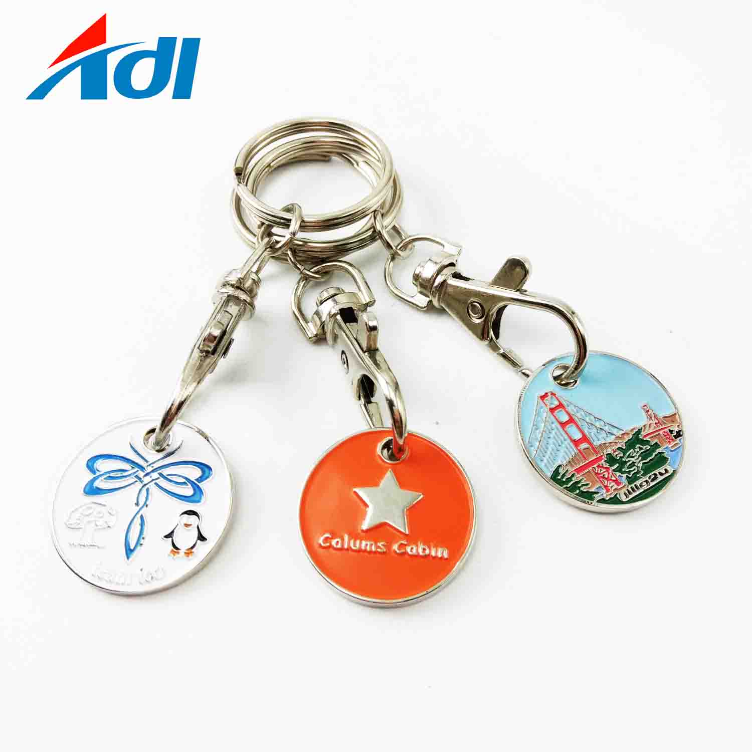 Carrinho de compras Trolley Coin Keychain/Token Keyring/ Carrinho de compras Trolley Coin para Supermercado Factory Custom Metal China Keyring 3D