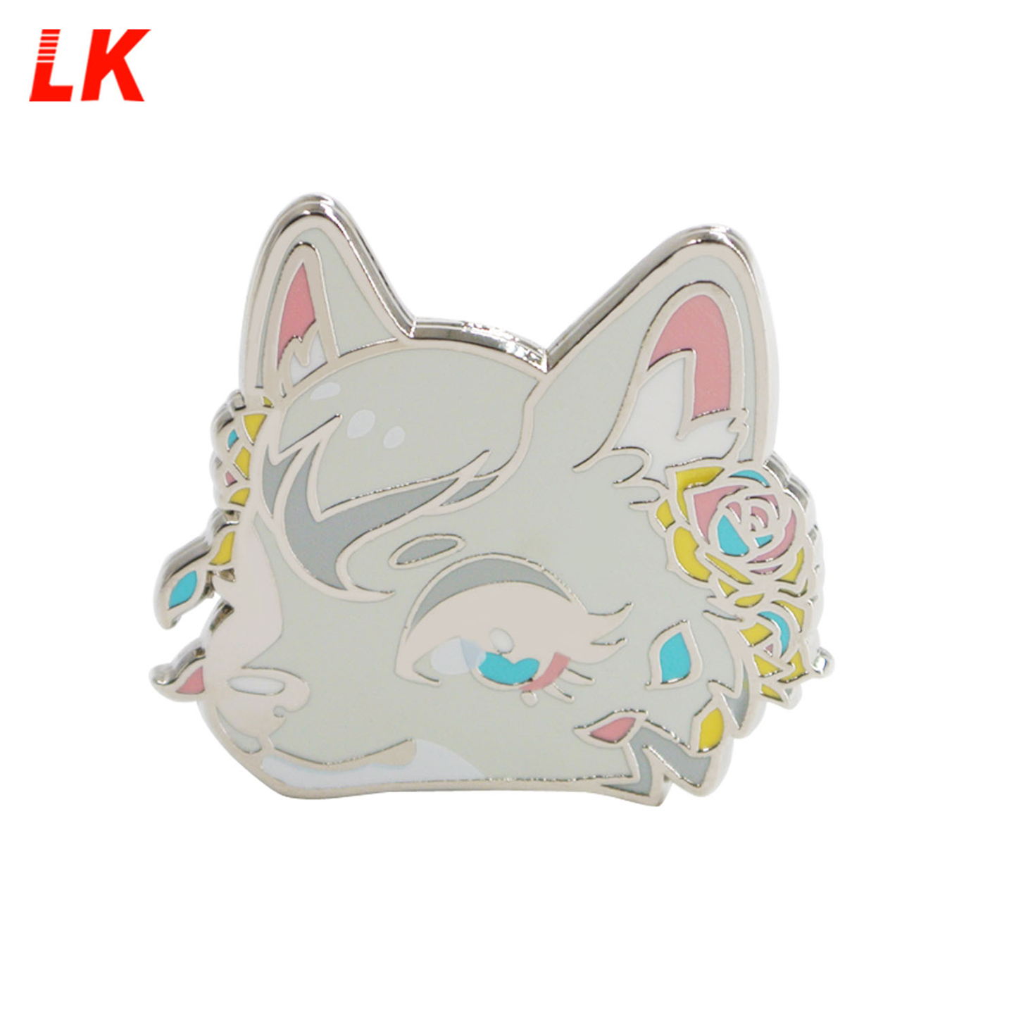 Fabricação de pinos de gato de desenho animado bonito giratório de metal 3d personalizado crachá brilha no escuro etiqueta dura macia pino de lapela de esmalte translúcido